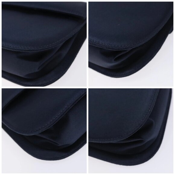 Salvatore Ferragamo Gancini Hand Bag Satin Navy Gold Auth 134768 - Picture 16 of 16